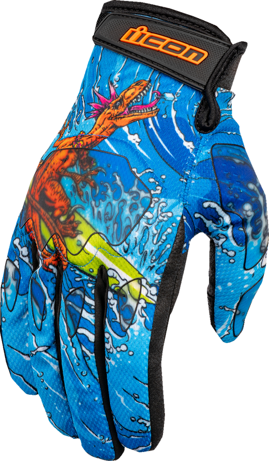 ICON Hooligan™ Dino Fury Gloves  Blue