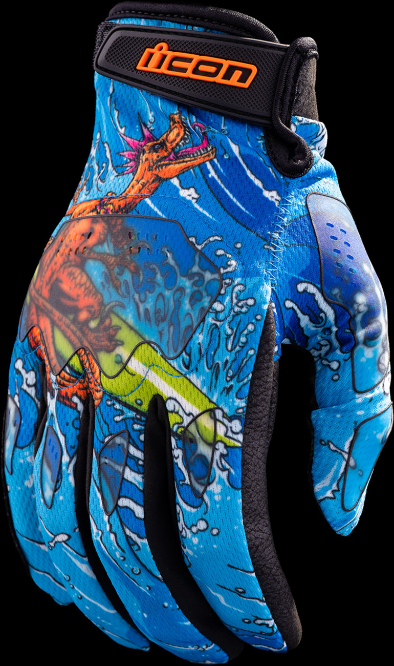 ICON Hooligan™ Dino Fury Gloves  Blue