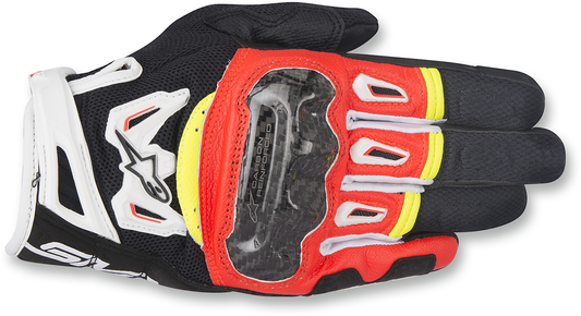 ALPINESTARS SMX2 Air Carbon V2 Gloves  Black/Fluo Red/White/Fluo Yellow